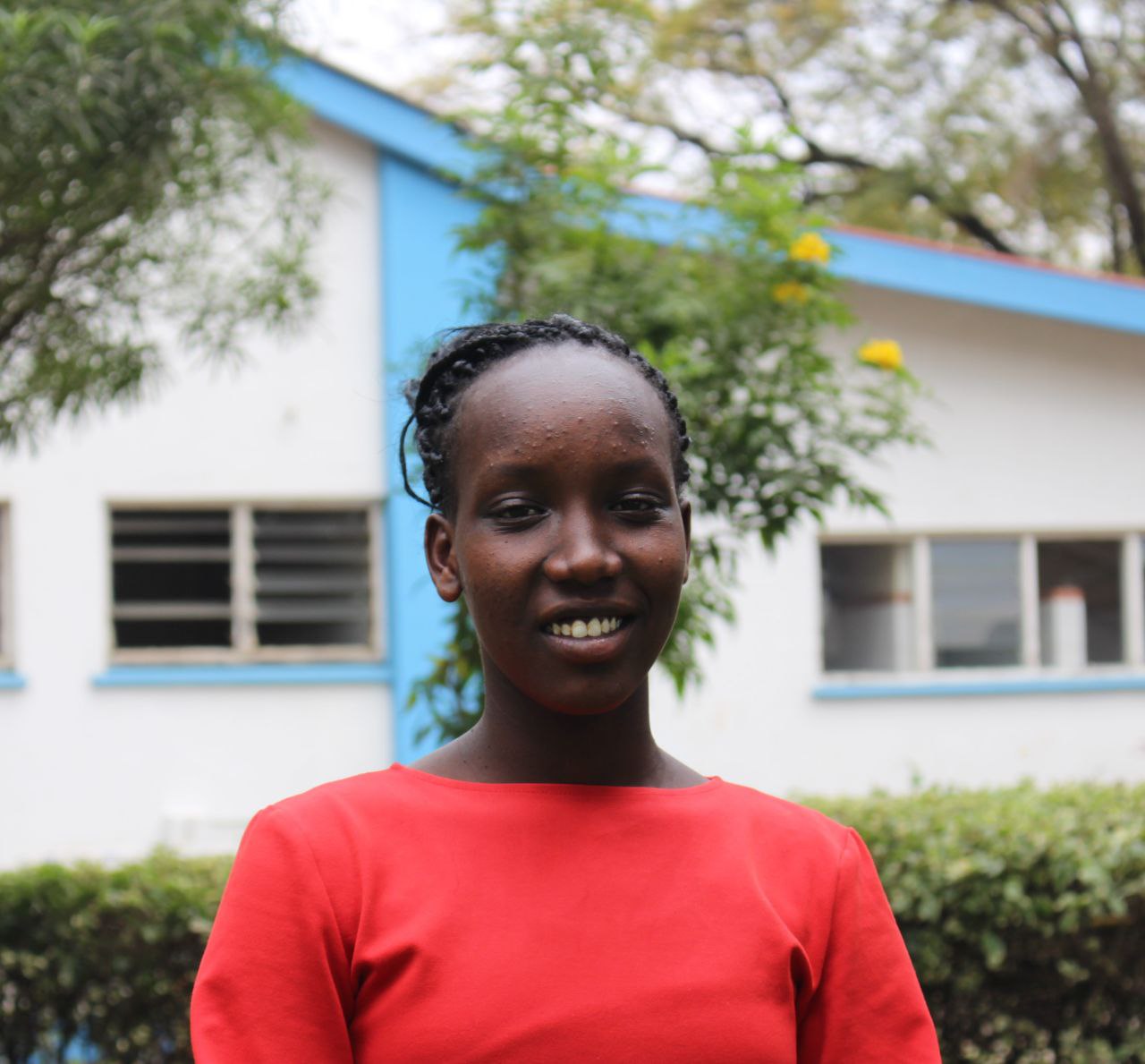 Young woman in red at KCH